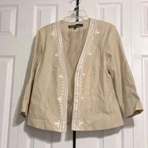 Jasper sportswear linen blend embroidered jacket size 14